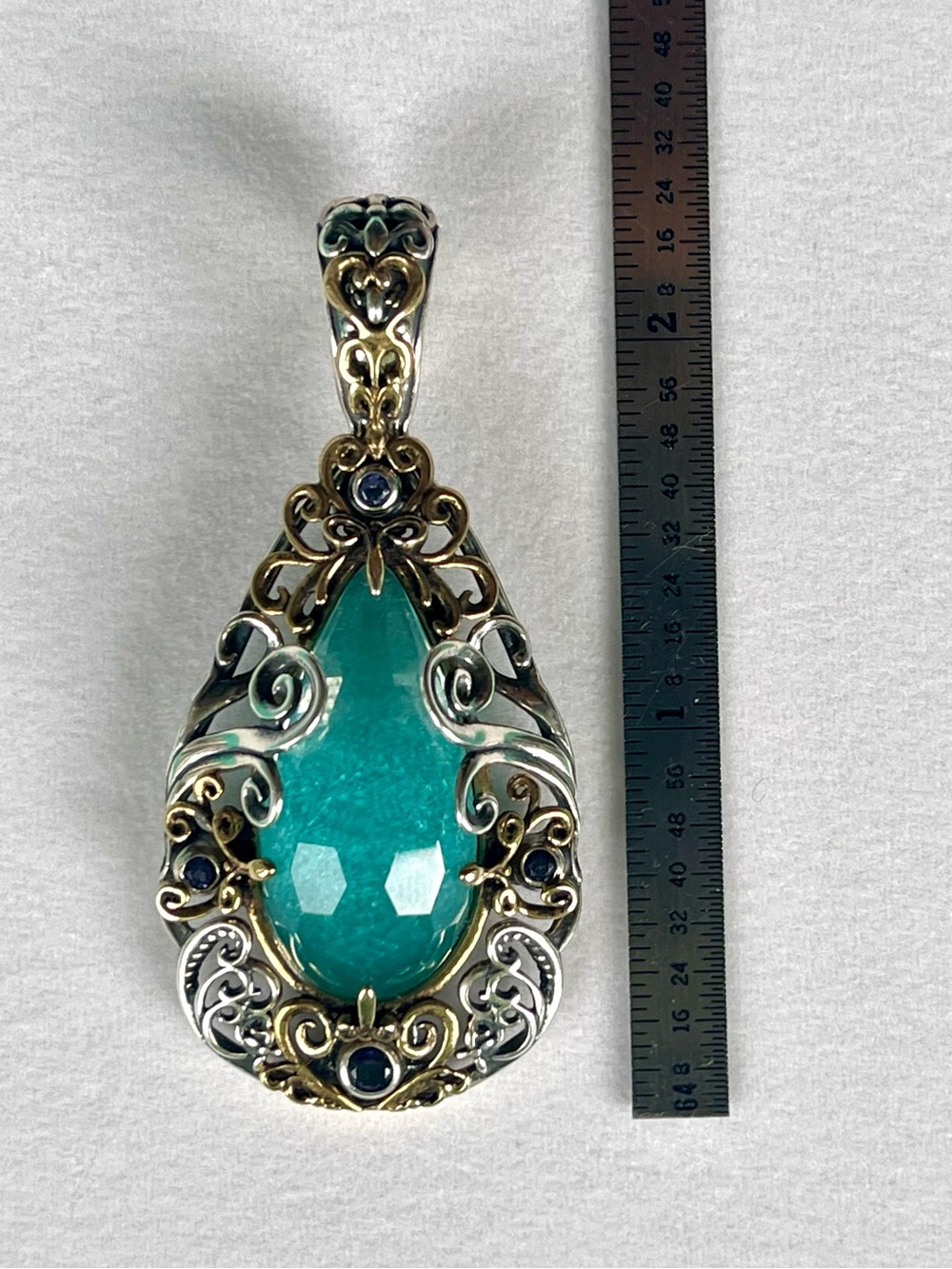 Carolyn Pollack Relios 925 Silver Brass blue quartzite amethyst pendant - Picture 13 of 13